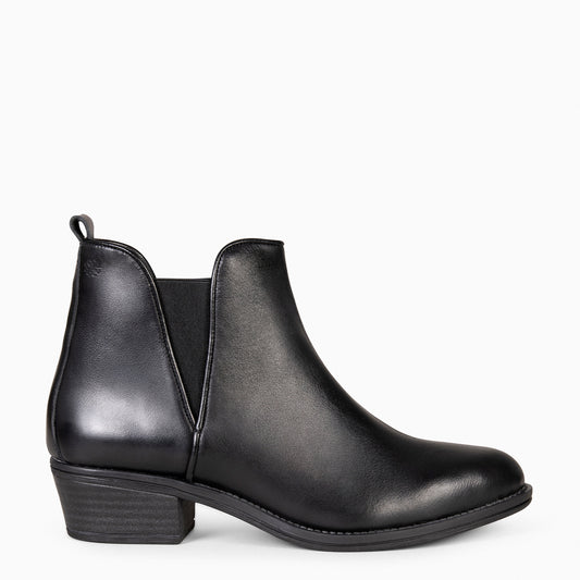 BASIC – Bottines à talons bas NOIRES