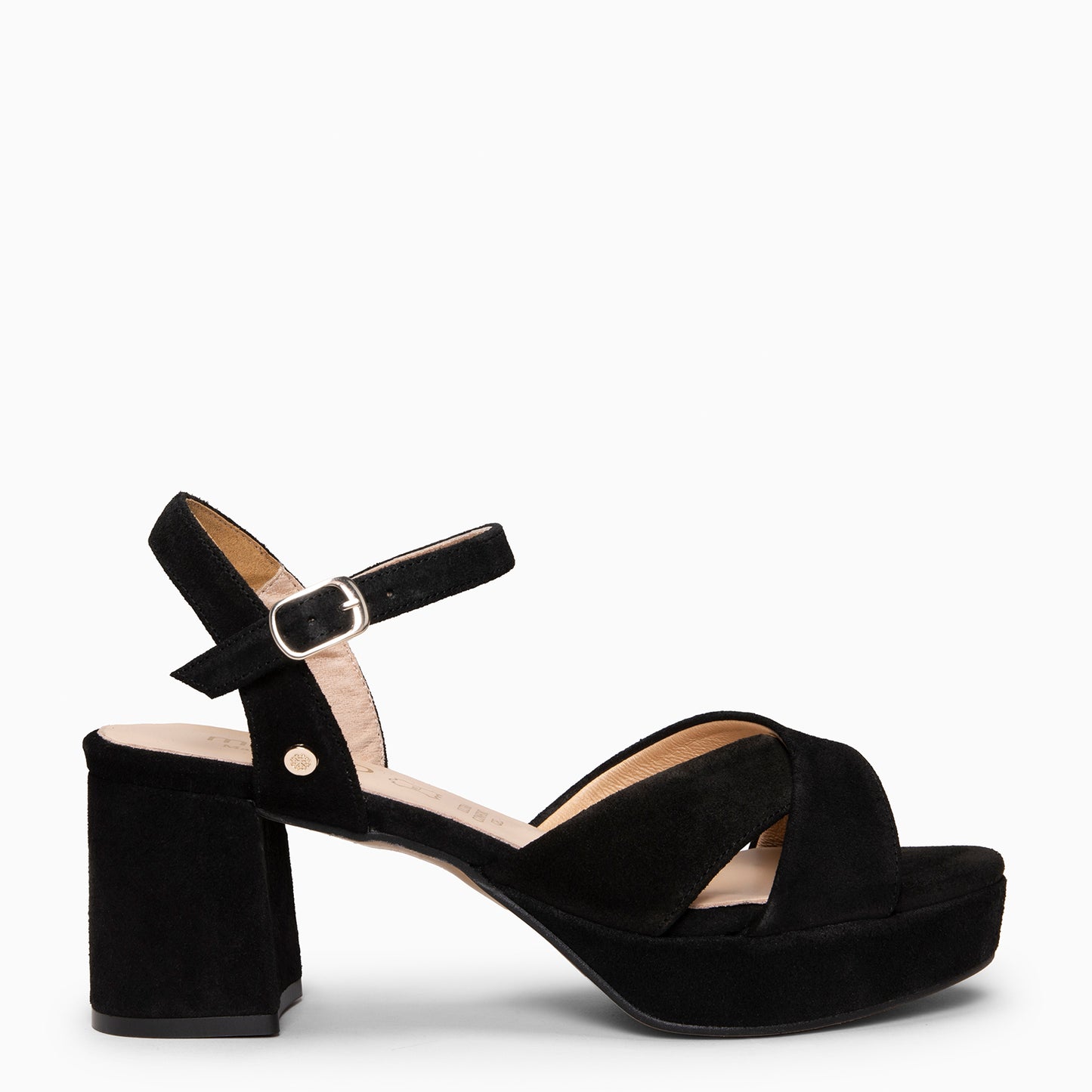 CERDEÑA - Sandalias de tacón ancho y plataforma NEGRO