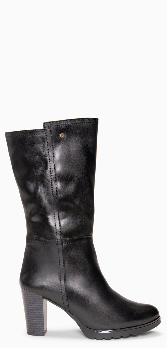ARIANA XL – Botas de tacón y plataforma altas en piel NEGRO