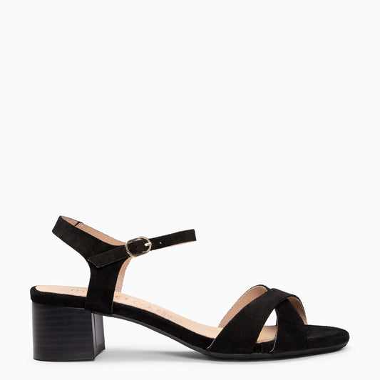 ORIANA - Sandalias de tacón de ante NEGRO