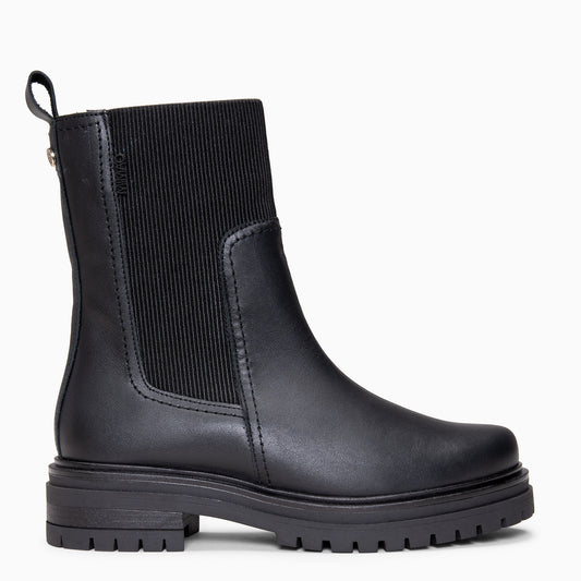 ROBIN - Botines Chelsea altos de piel NEGRO