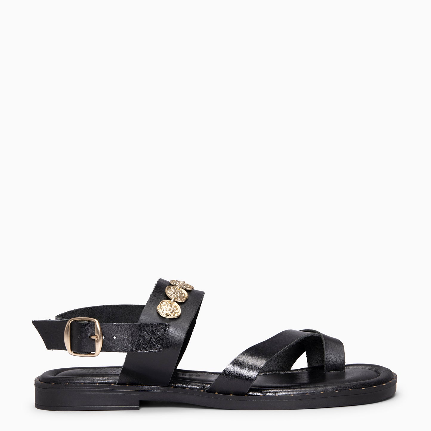 HERA - Sandalias planas de piel NEGRO