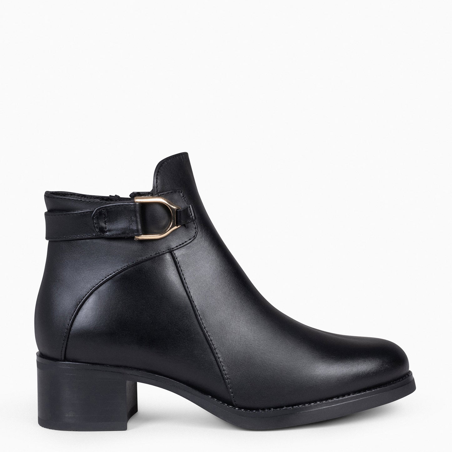 CARDIFF - Botins de couro para mulher PRETO