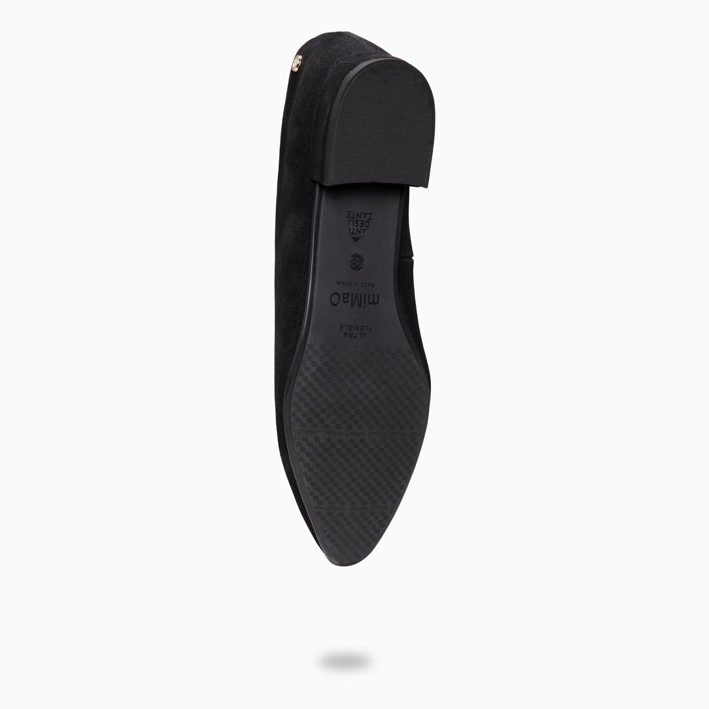 URBAN LACY – Bailarina con tacón bajo en piel de serraje NEGRO