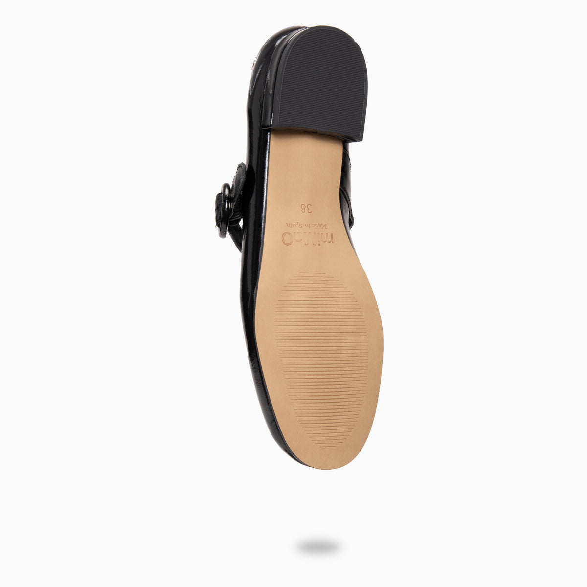 FLORENCIA - Mercedita con tira de piel metalizada NEGRO