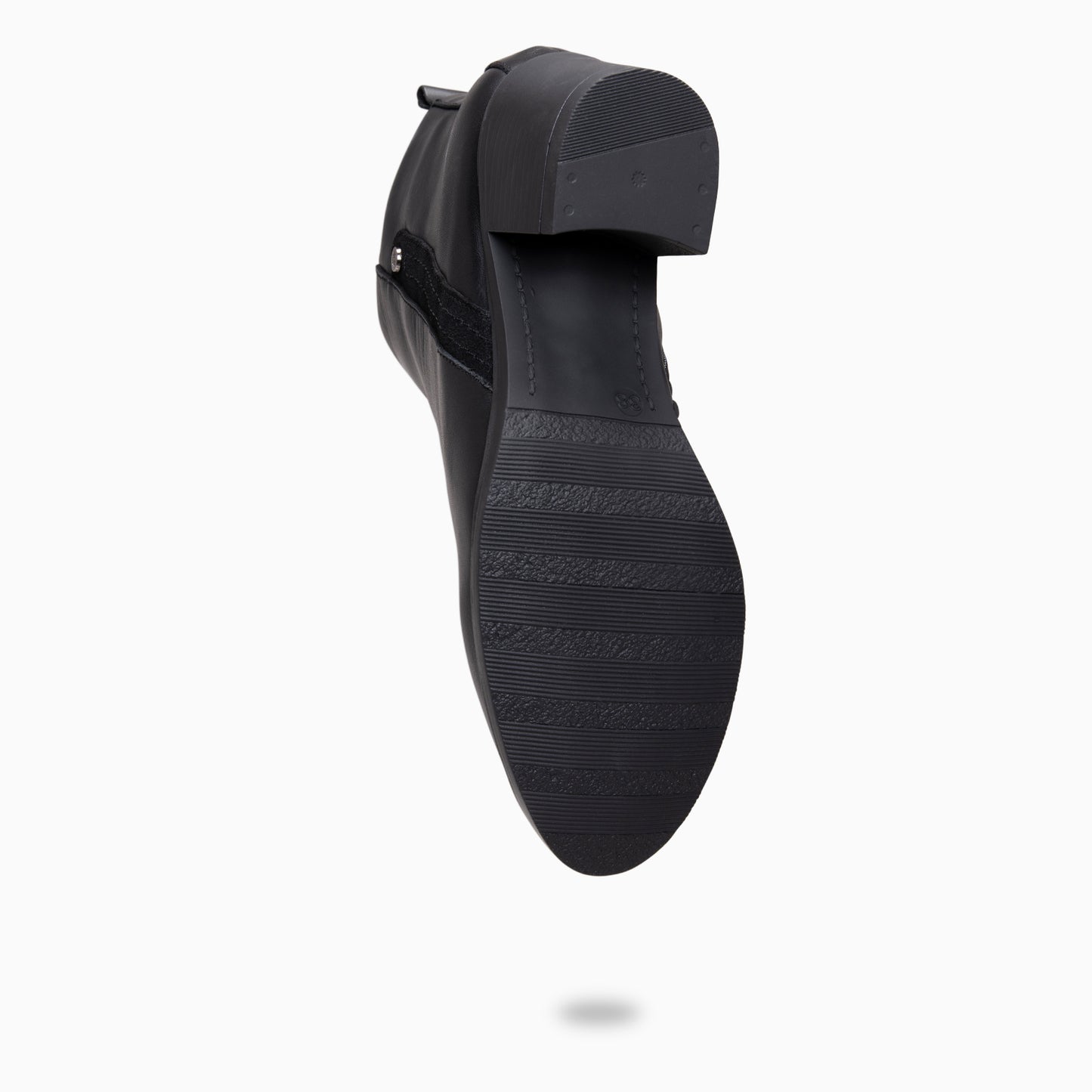 MONTSE – Botin de tacón ancho de piel NEGRO