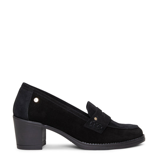 LATTÉ -Mocasín con tacón ancho NEGRO