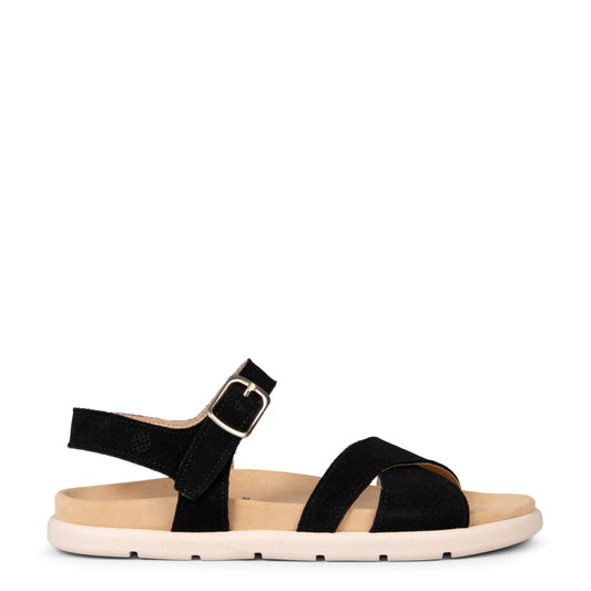 BRISA - Sandalias Baresoft de ante NEGRO