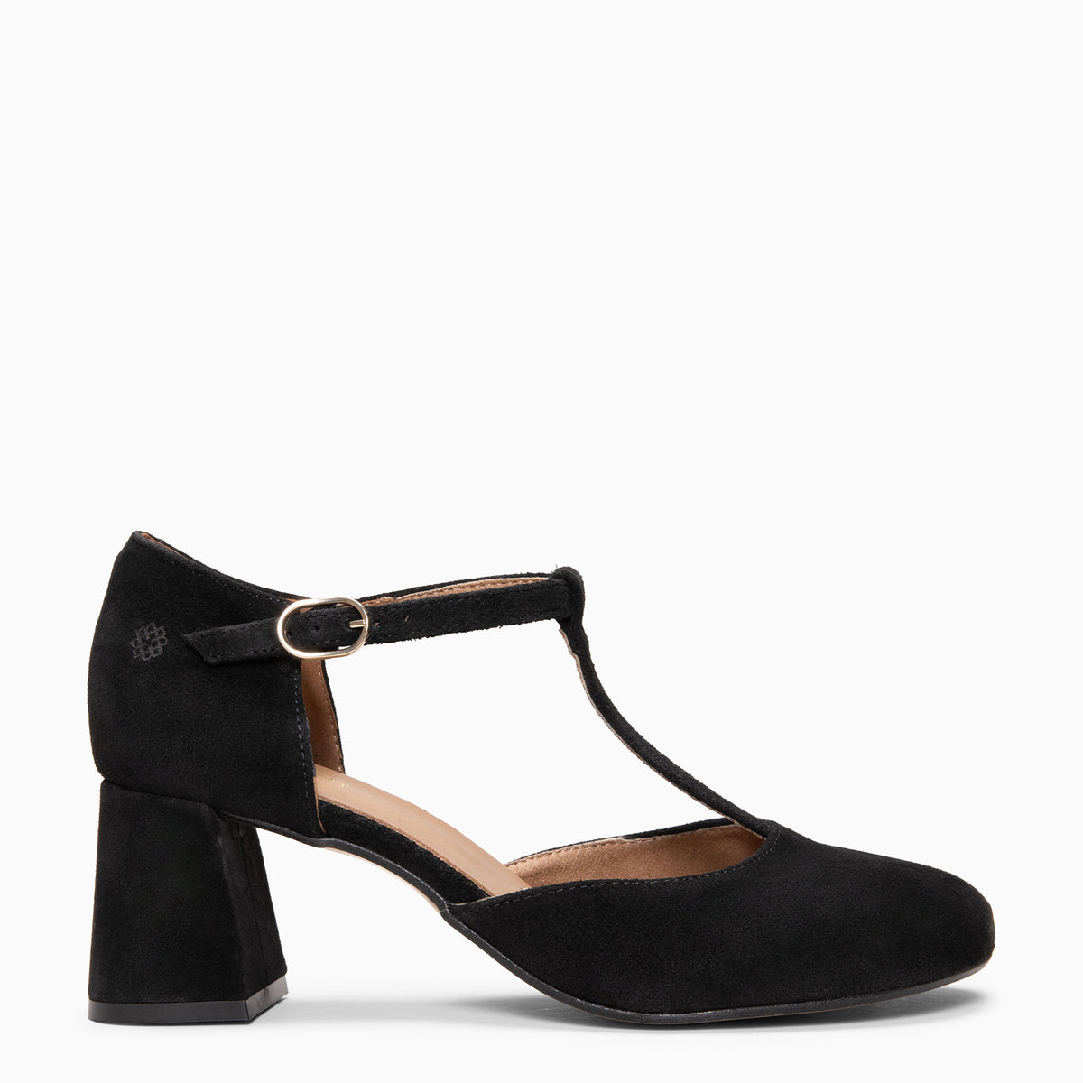 AZUCENA - Zapatos Salomé con tacón Baresoft de ante NEGRO