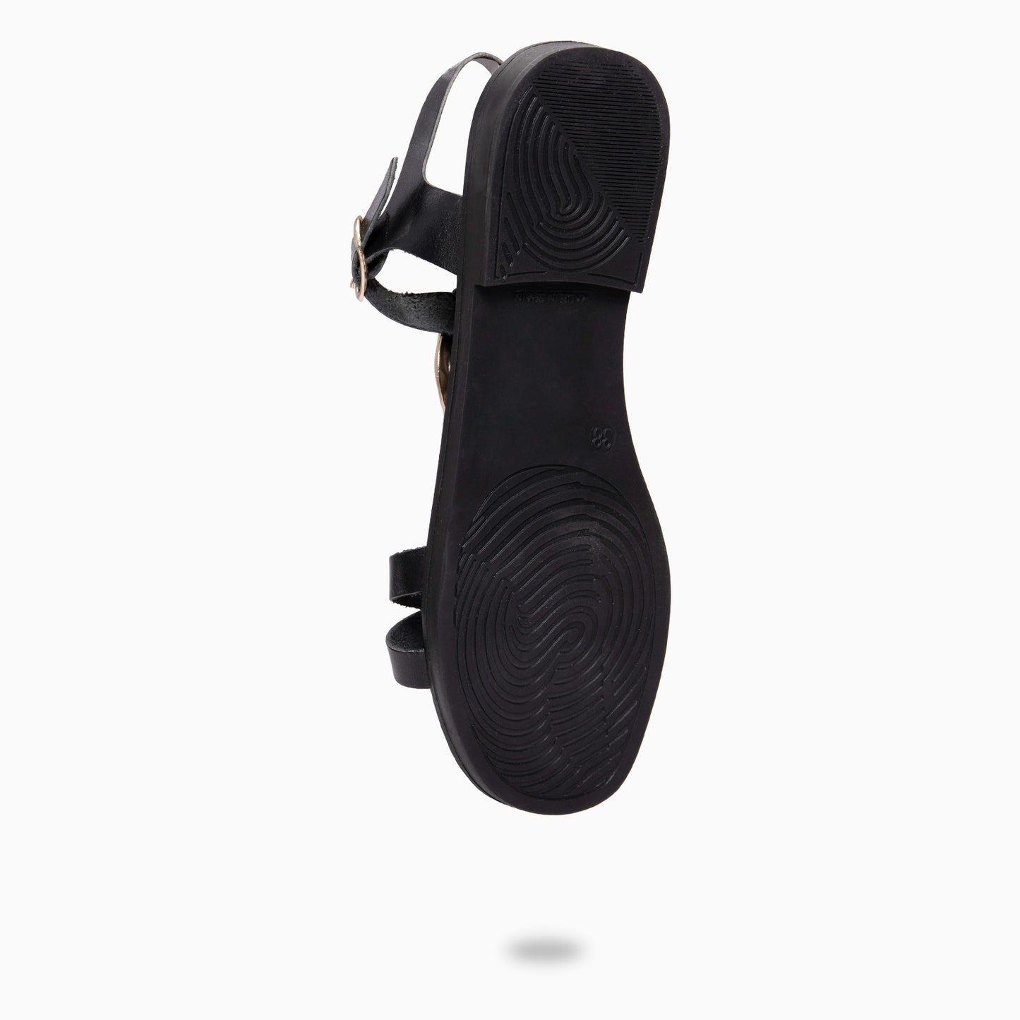 THALIA - Sandalias de piel planas NEGRO