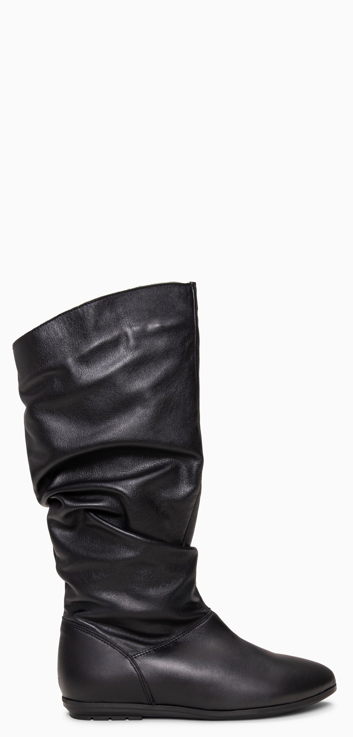 FIONA - Botas arrugadas de piel NEGRO