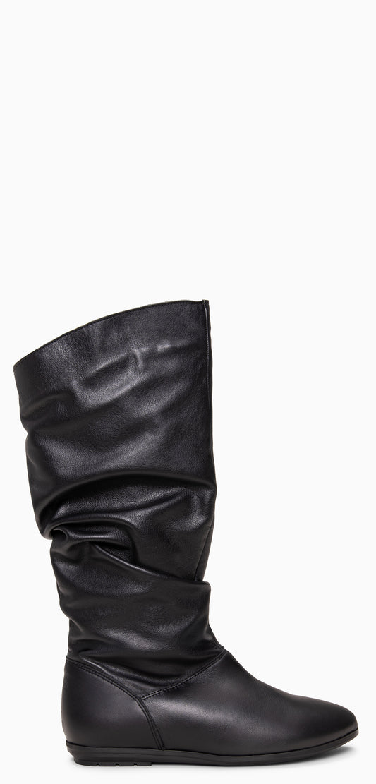 FIONA - Botas arrugadas de piel NEGRO