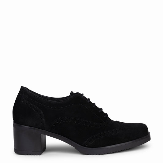 OXFORD – Blucher feminino com salto PRETO