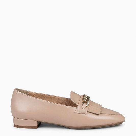 CHAIN ​​​​Mocassins femininos elegantes NUDE