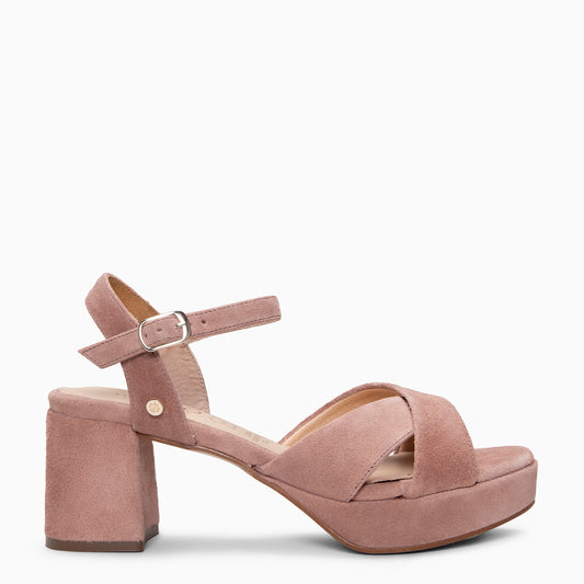 CERDEÑA - Sandalias de tacón ancho y plataforma NUDE