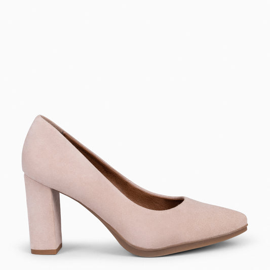 URBAN – Zapatos de tacón alto de ante NUDE