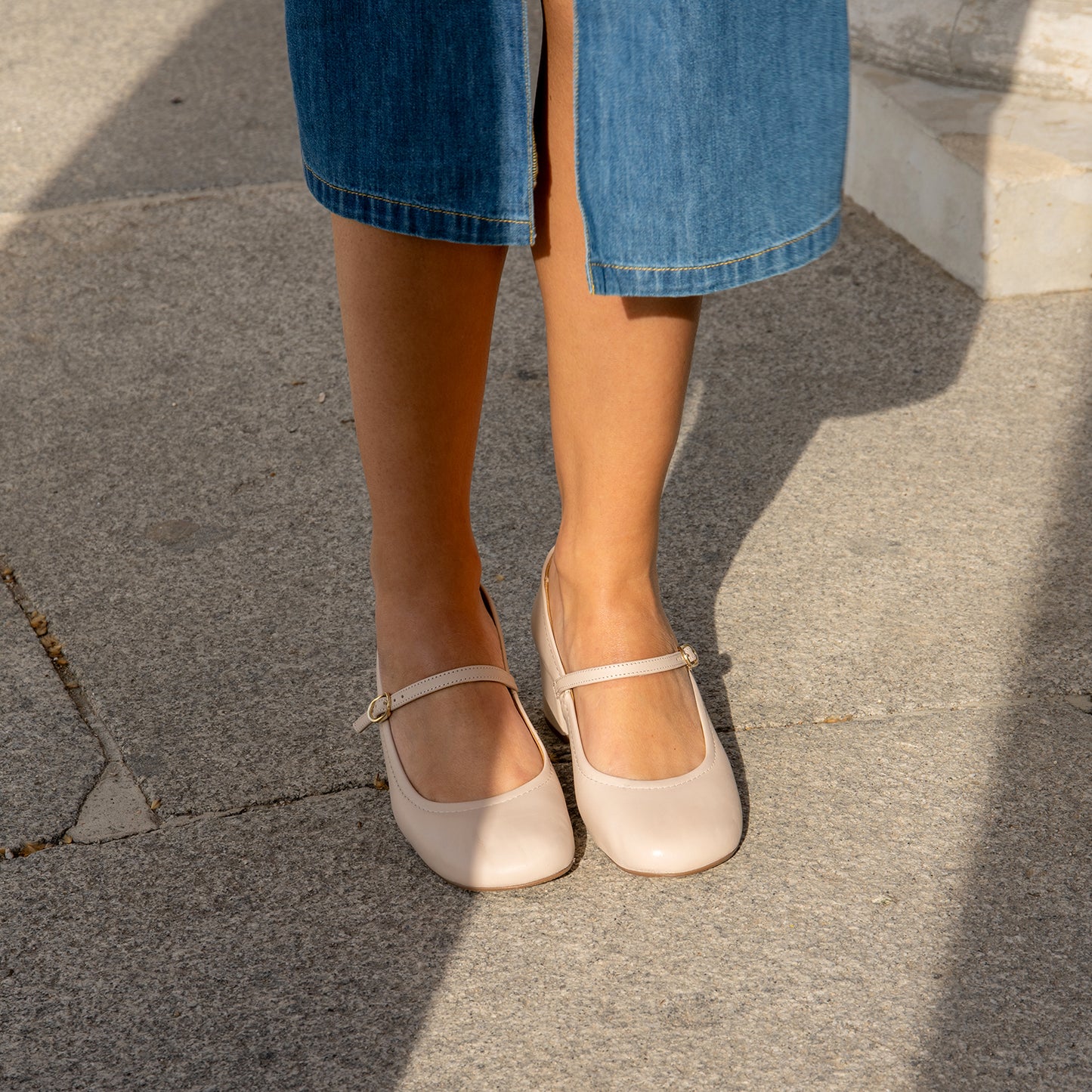 ROSALIA - Merceditas de tacón ancho de Piel NEGRO