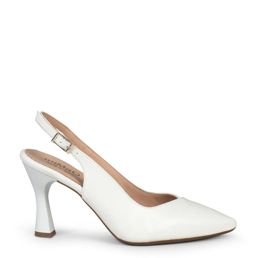 GLAM DESTALONADO – Zapatos de tacón destalonados de napa OFF WHITE