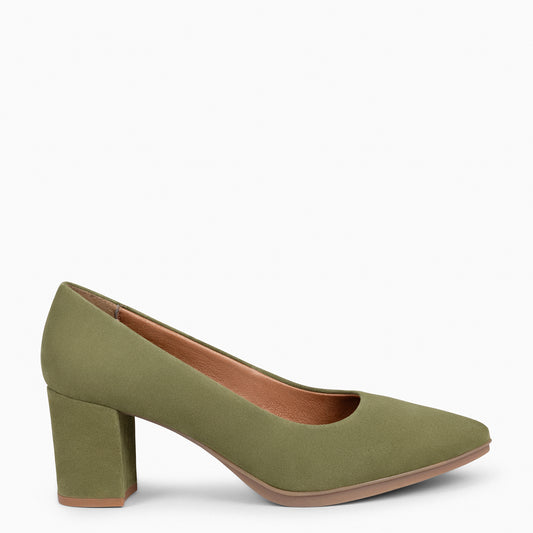 URBAN S – Chaussures à talons mi-hauts en daim VERT