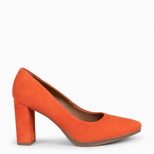 URBAN – Zapatos de tacón alto de ante NARANJA