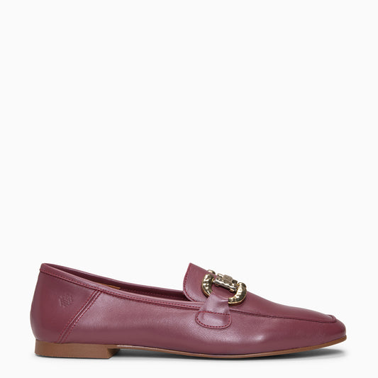 CAROLINE - Mocasines de piel con adorno y tacón bajo BURDEOS