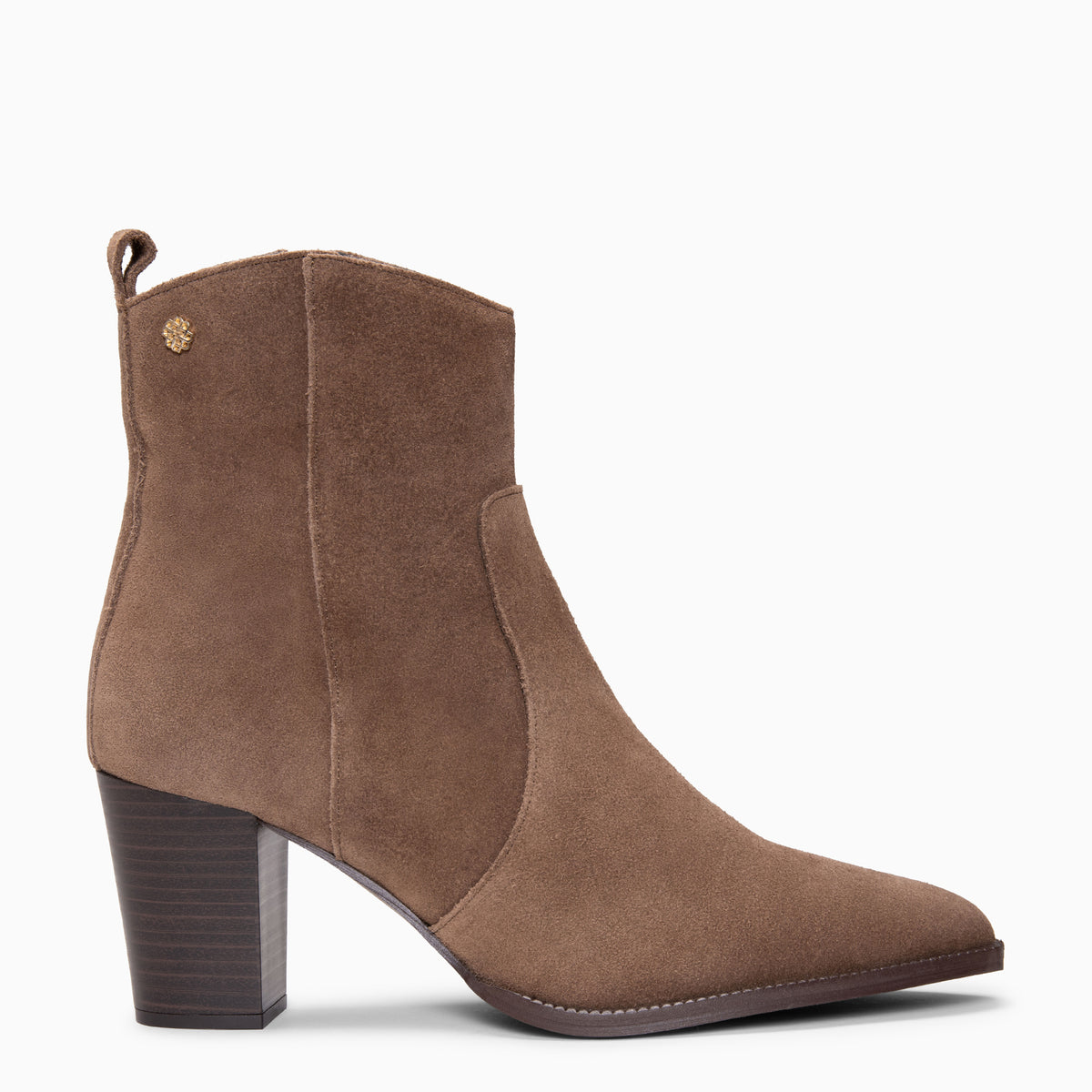 ALLEY - Botines cowboy de tacón de ante TAUPE