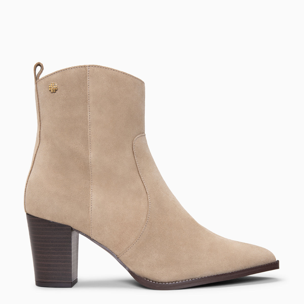 ALLEY - Botines cowboy de tacón de ante BEIGE