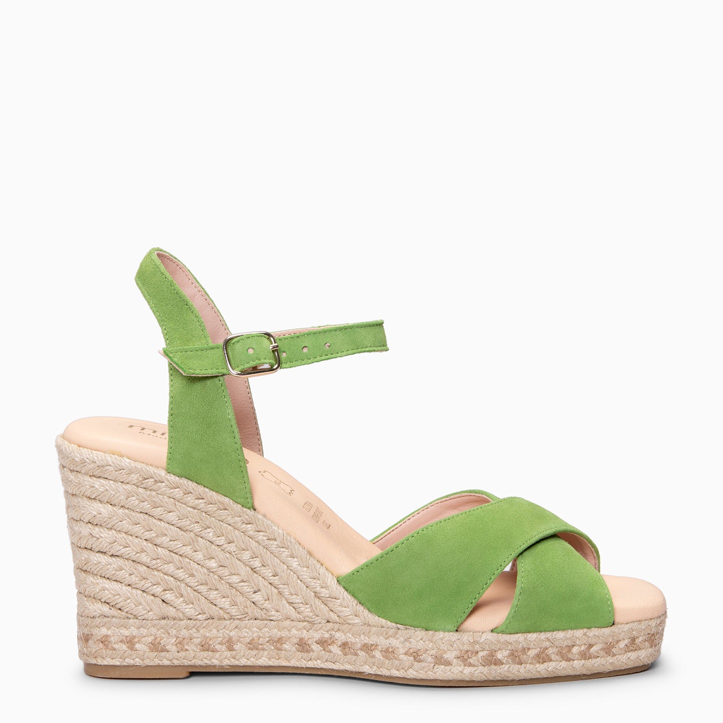 VERA - Cuña de esparto de ante PISTACHO
