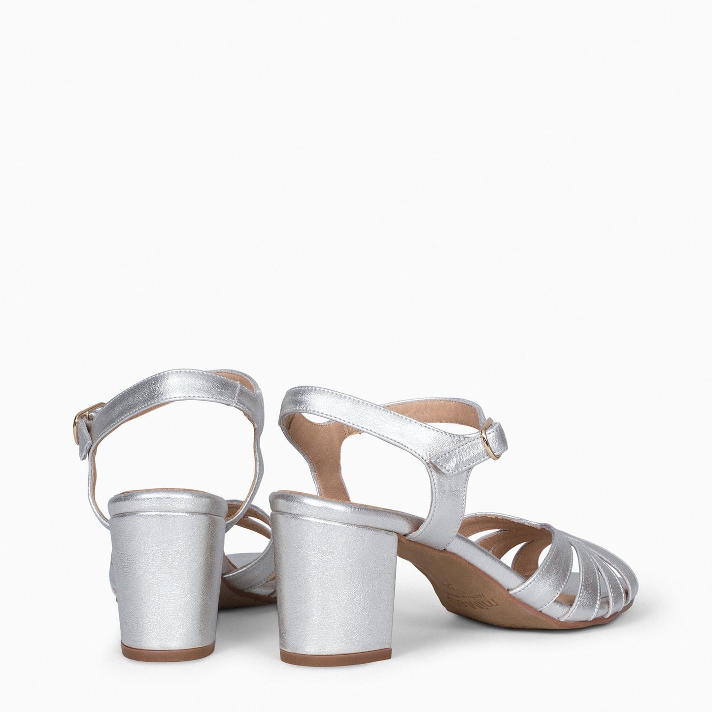 MUSA – Sandalias de Tacón ancho PLATA