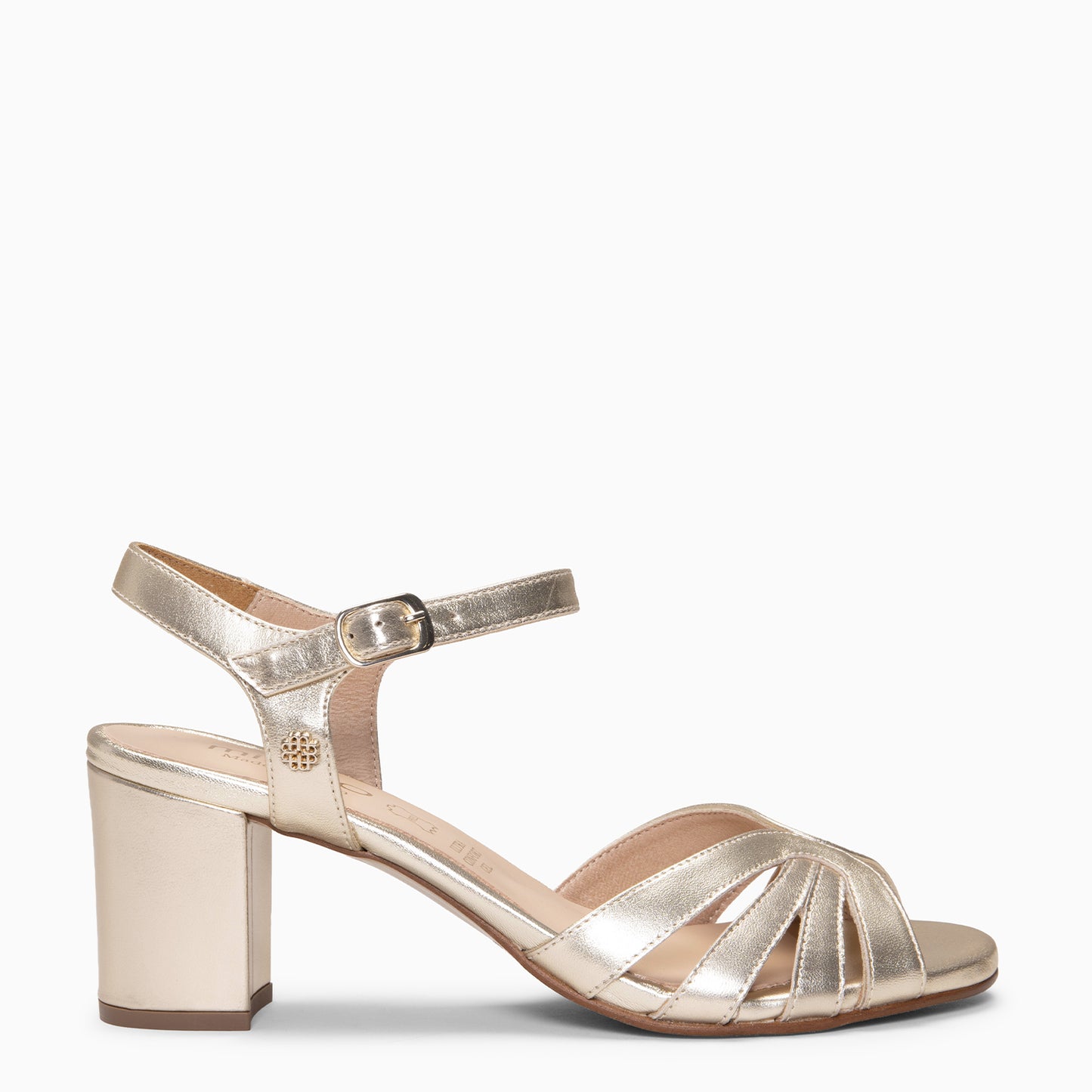 MUSA – Sandalias de Tacón ancho PLATINO