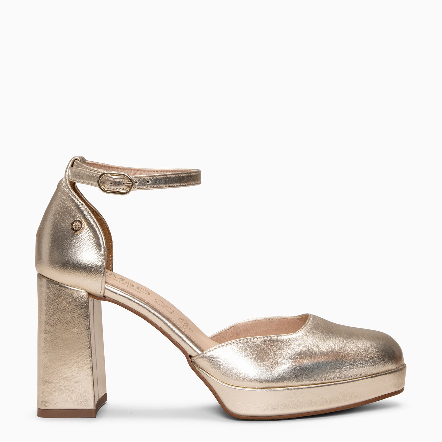 MEGAN - Zapatos con tacón ancho y plataforma PLATINO