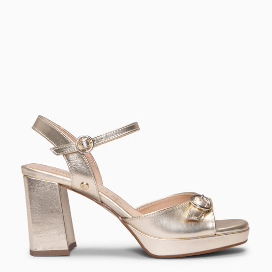 OLIVIA - Sandalias de tacón alto con tira ajustable PLATINO