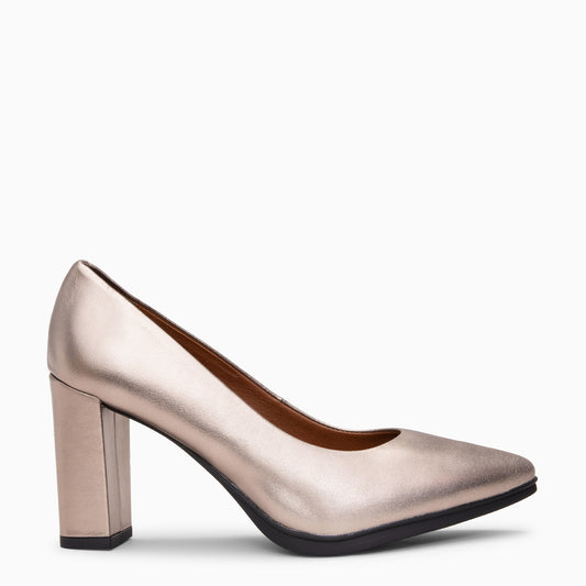 URBAN SPLASH – Zapato de tacón con piel metalizada PLATINO
