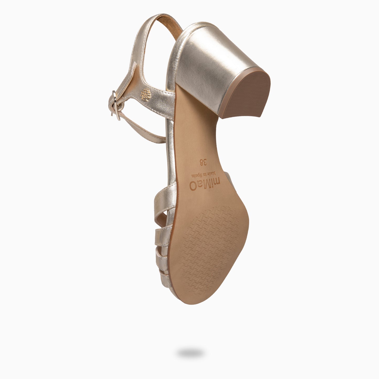 MUSA – Sandalias de Tacón ancho PLATINO