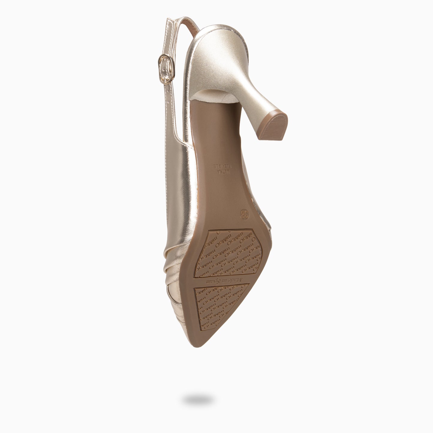 CARLA– Zapato de tacón alto destalonado PLATINO