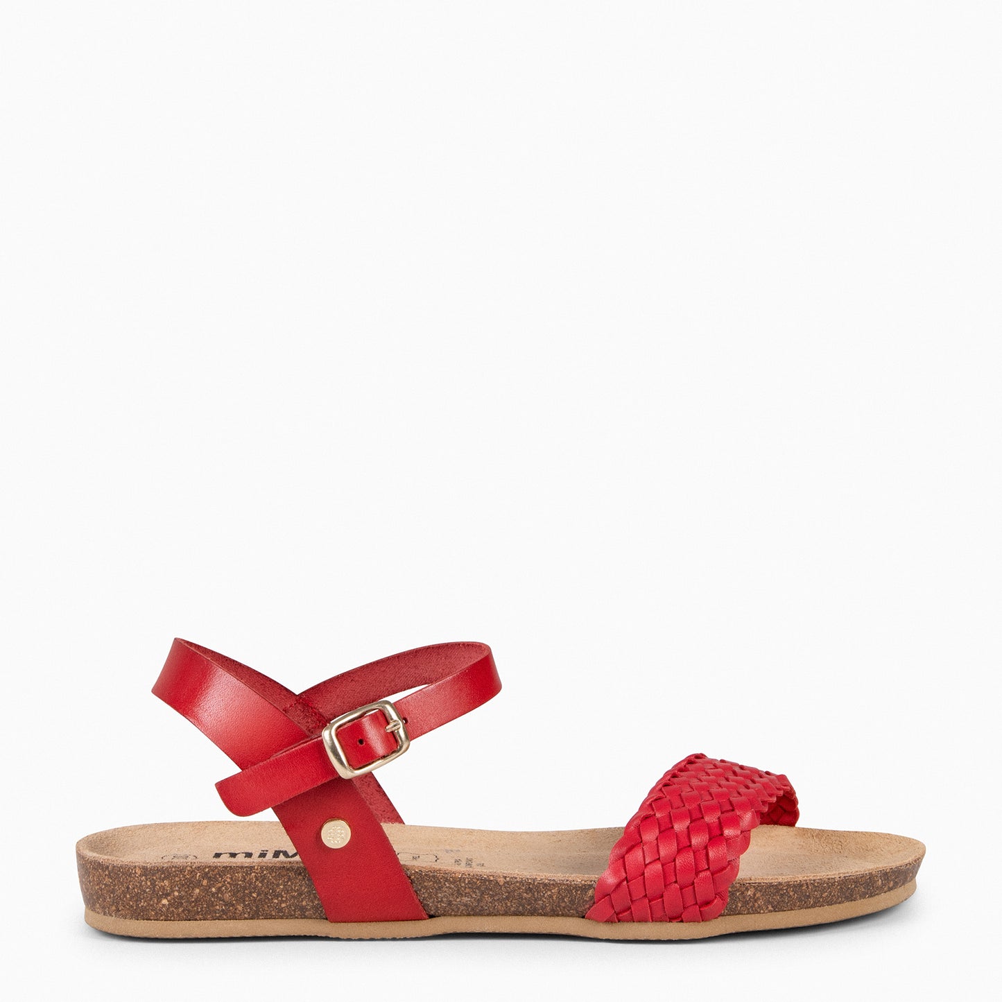 AIRE - Sandalias Planas BIO tira Trenzada ROJO