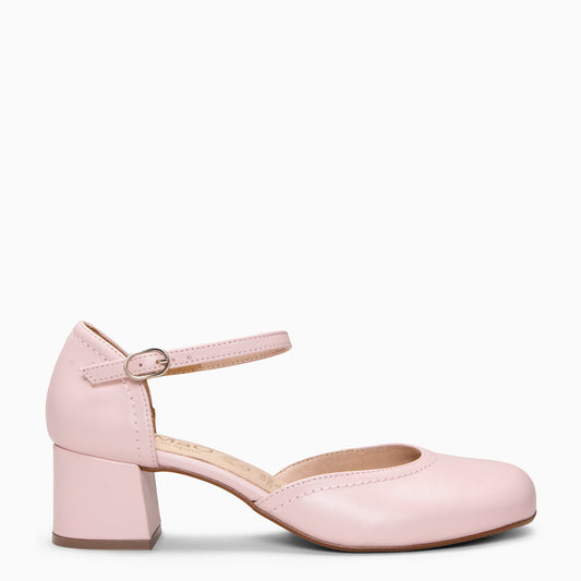 RIO - Tacones de Cuero con Correa al Tobillo ROSA