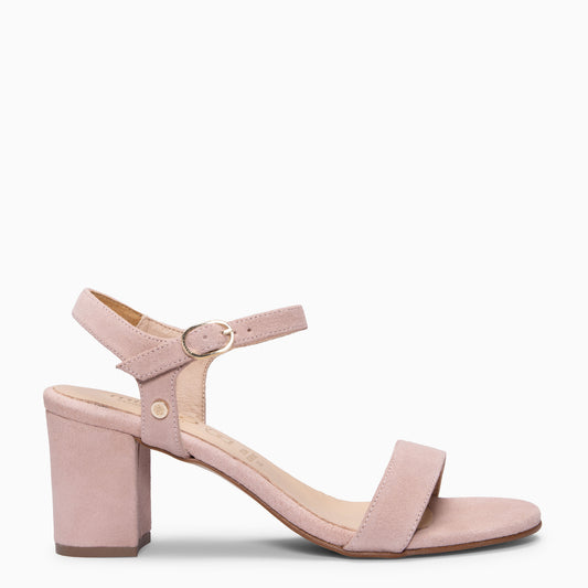 KEILA - Sandalias de Tacón Medio de Ante ROSA