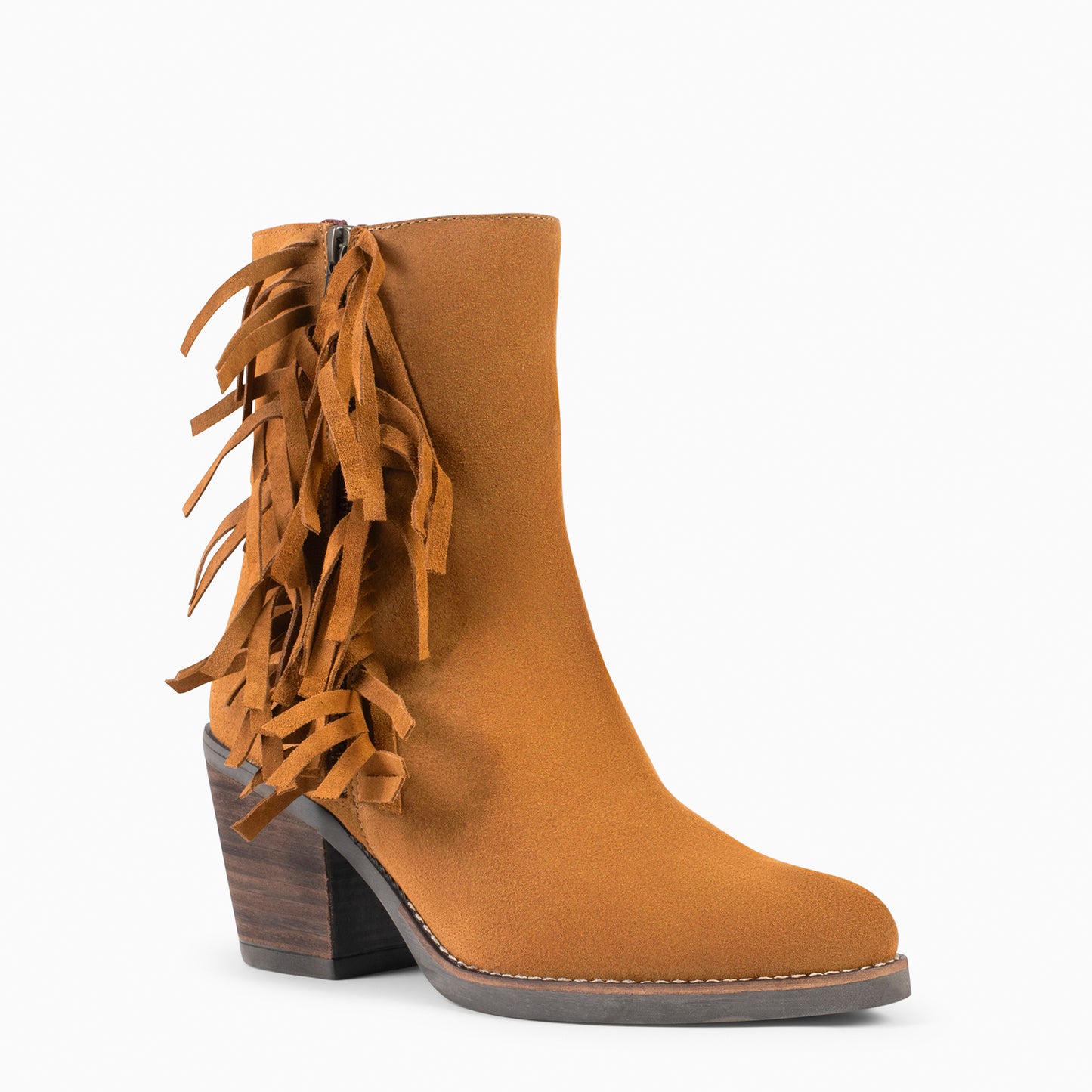 BOHO – Botins Estilo Cowboy com Franjas CAMEL