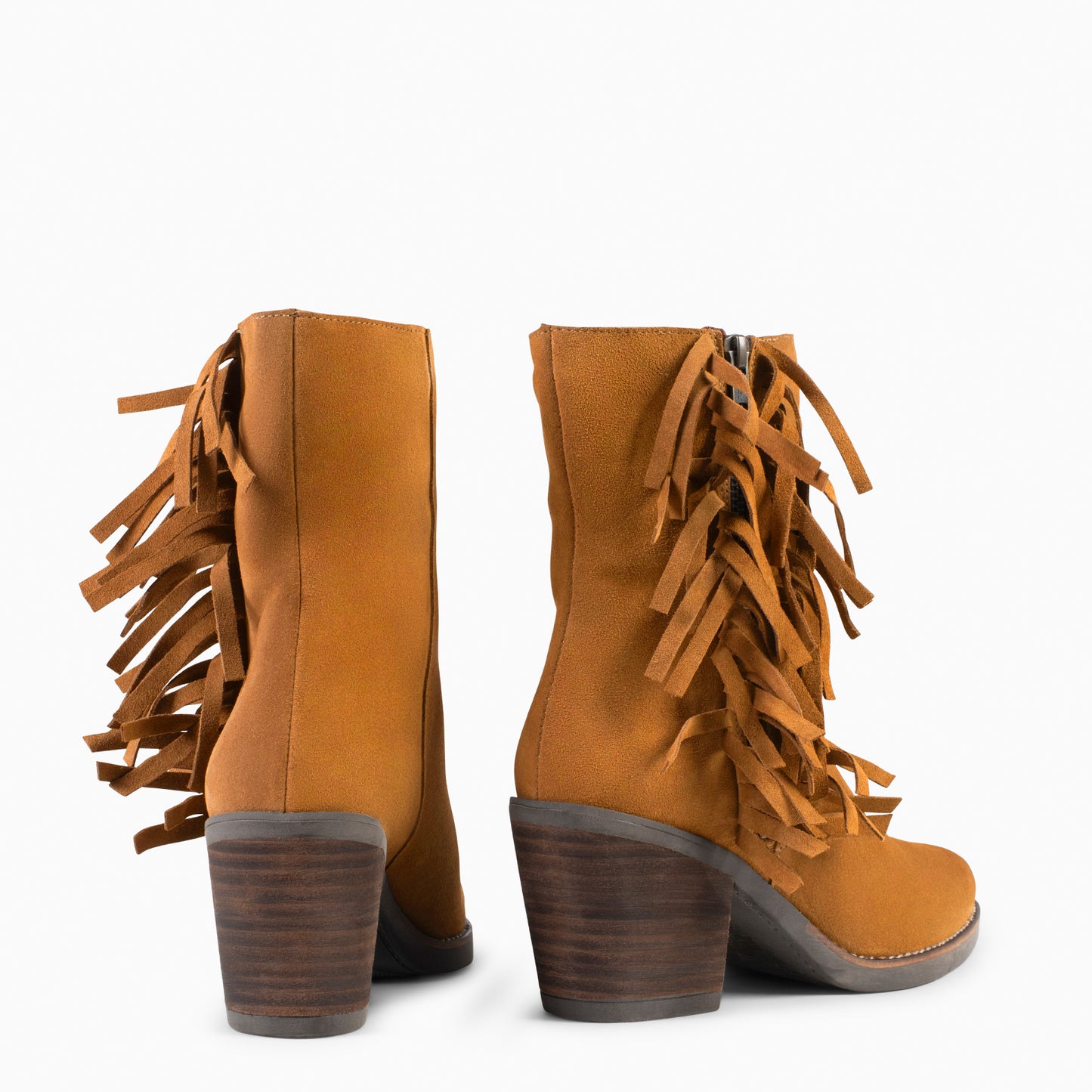 BOHO – Botins Estilo Cowboy com Franjas CAMEL