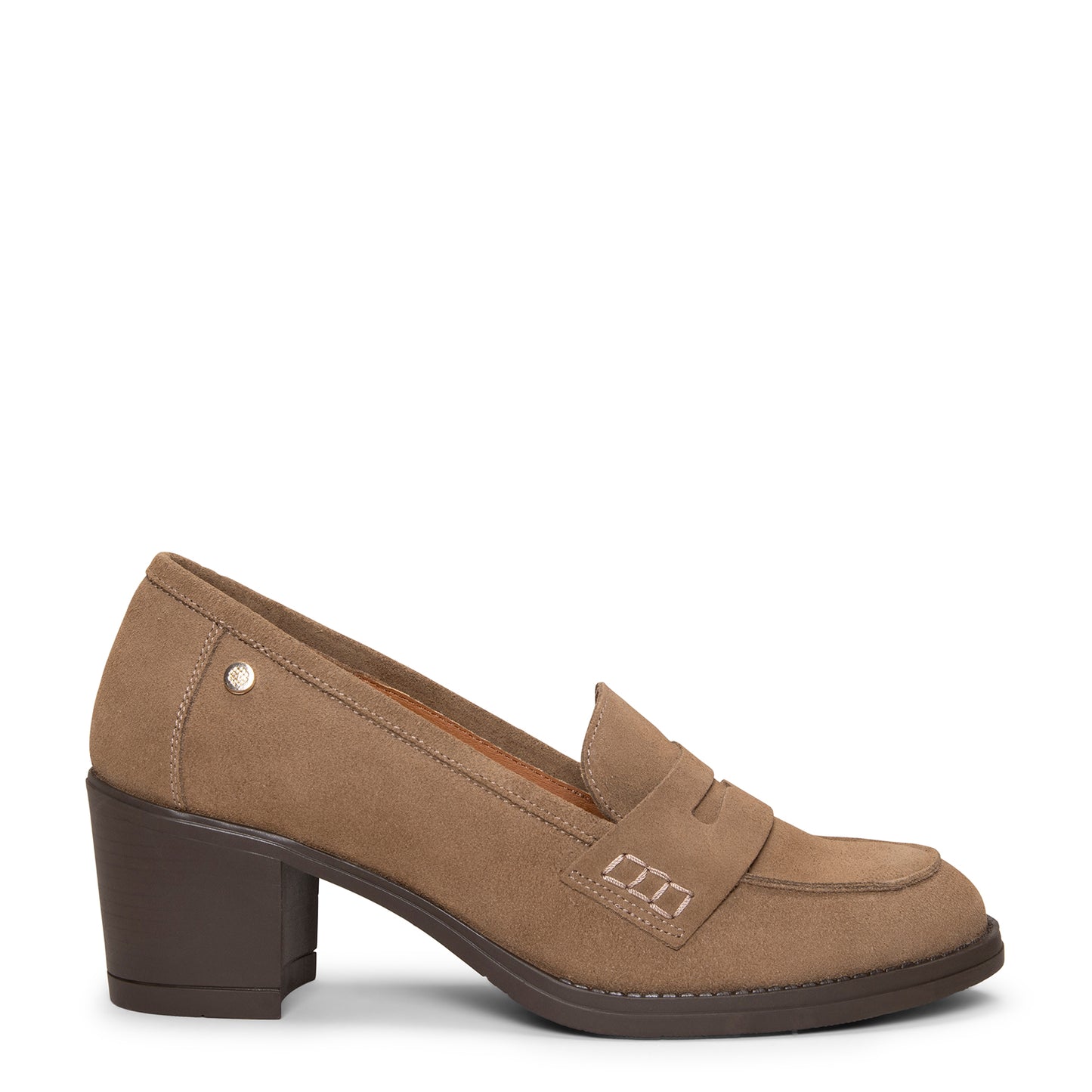 MOKA-Mocasín con tacón ancho TAUPE