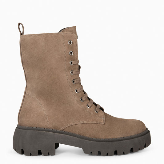 HALEN - Botas militares com plataforma de esteira TAUPE