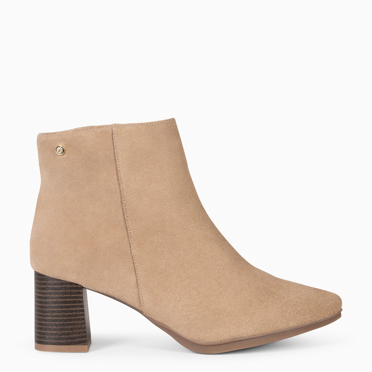 CITY - Botins TAUPE com salto largo e bico fino