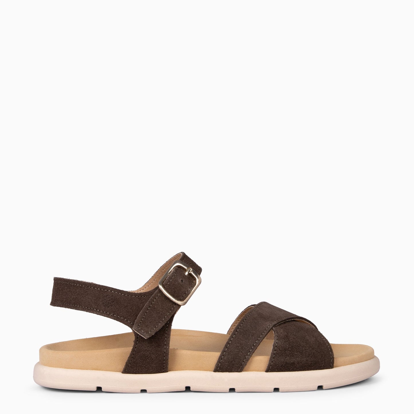 BRISA - Sandalias Baresoft de ante MARRÓN