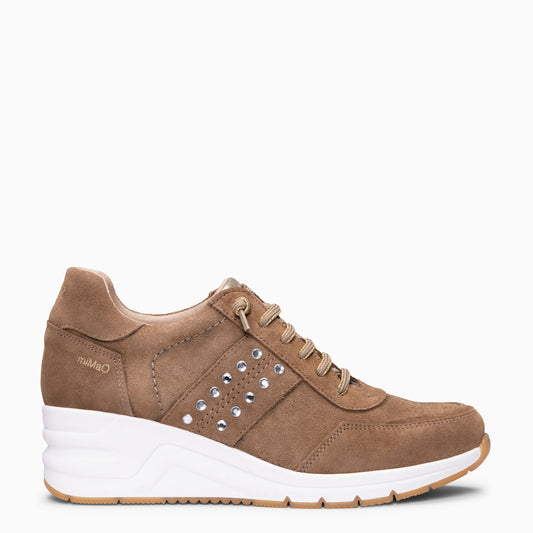 METZ - Zapatillas con cuña de ante TAUPE