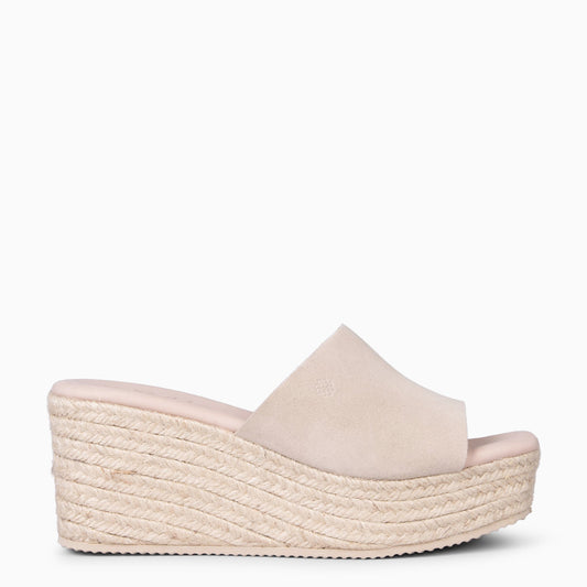 MAIRA - Cuñas con plataforma de esparto BEIGE