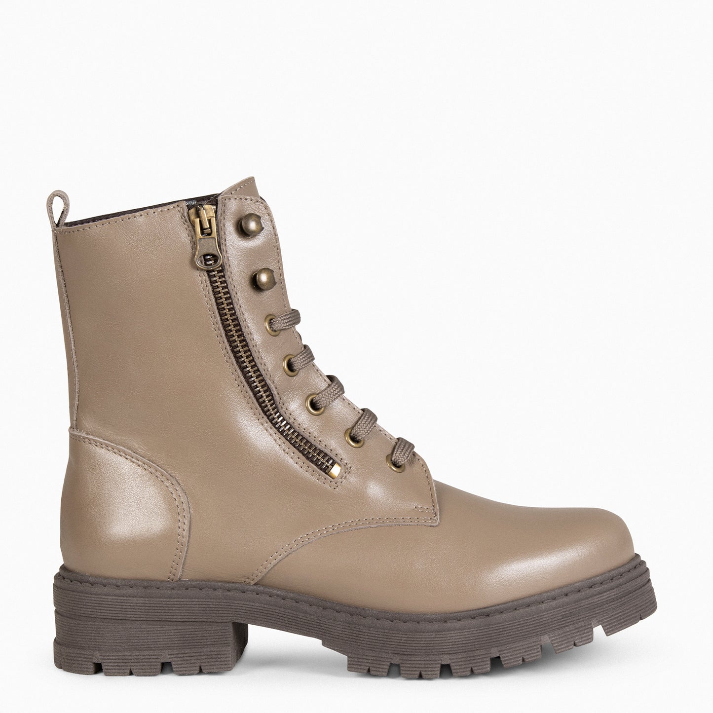 MILITAIRE – TAUPE Bottines militaires pour femmes