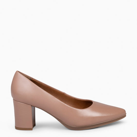 URBAN S SALON – Chaussures à talon moyen en nappa NUDE