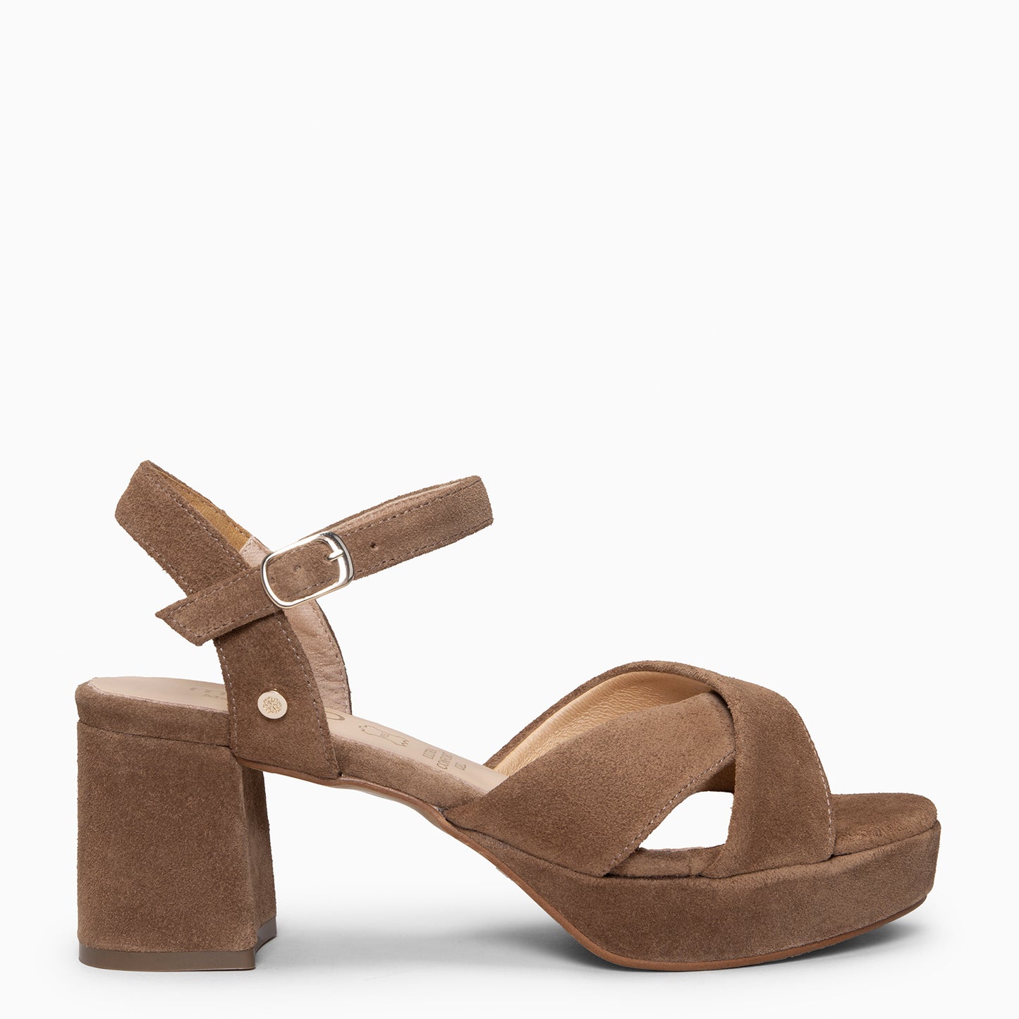 CERDEÑA - Sandalias de tacón ancho y plataforma TAUPE