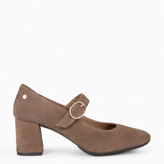 MARION – Mary Janes de salto TAUPE